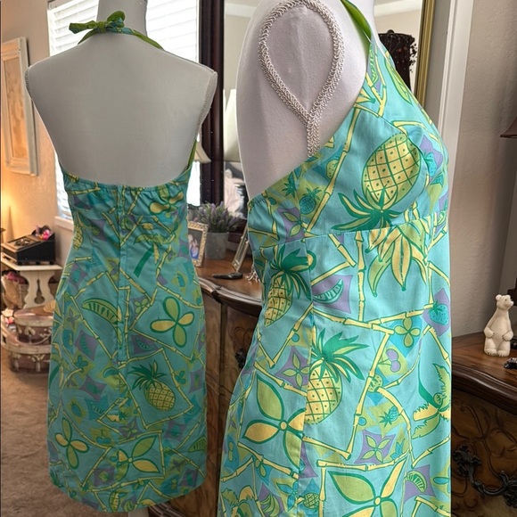 Lilly Pulitzer Resort Halter Dress in Blue and Green - Picture 3 of 9